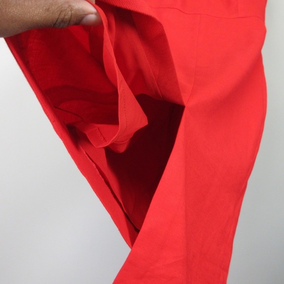 J.Crew High Neck Sheath Dress Midi 2 Red Linen Stretch Pencil Career Office 348 - Picture 8 of 11